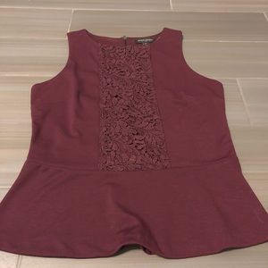 Maroon Banana Republic Sleeveless Peplum Top